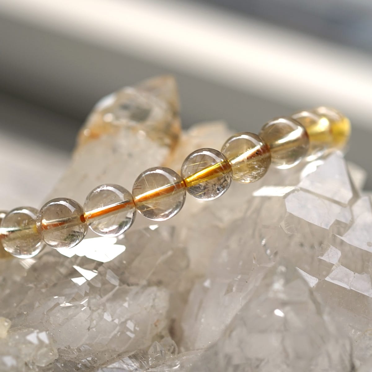 ゴールドルチル ブレスレット 9mm玉 No.12 [ 画像現物・一点物