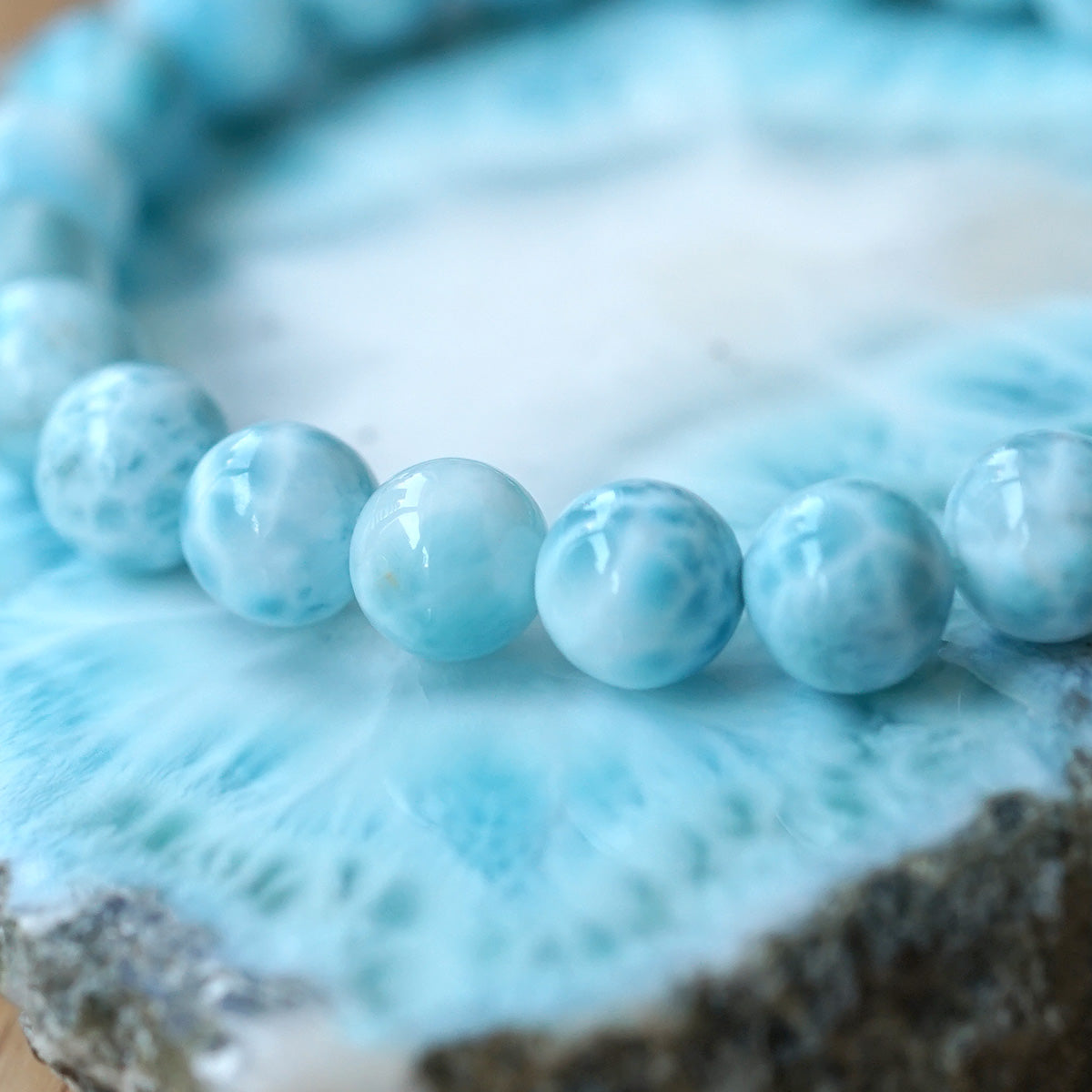 最高級（5A） ラリマー ブレスレット 9mm玉 No.25  [ 画像現物・一点物 ]   パワーストーン 天然石 FORESTBLUE フォレストブルー【2867】