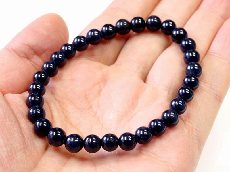 【無着色】サファイア ブレスレット（タンザニア産）  7.5mm玉 No.9   [ 画像現物・一点物 ]  パワーストーン 天然石 FORESTBLUE フォレストブルー【3308】