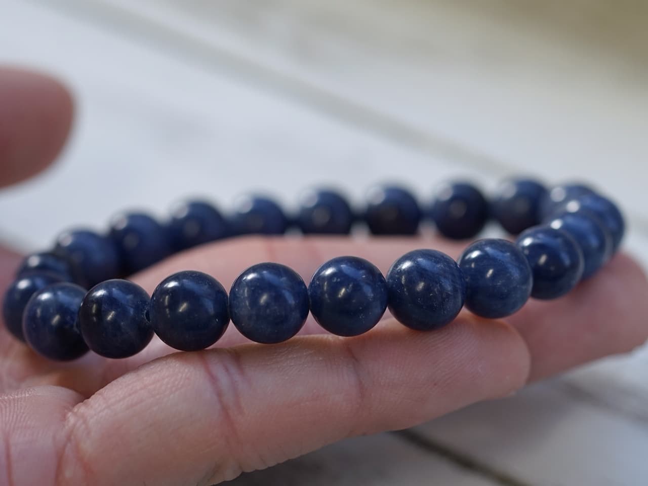 【無着色】サファイア ブレスレット（タンザニア産）  11.6mm玉 No.12   [ 画像現物・一点物 ]  パワーストーン 天然石 FORESTBLUE フォレストブルー【3311】