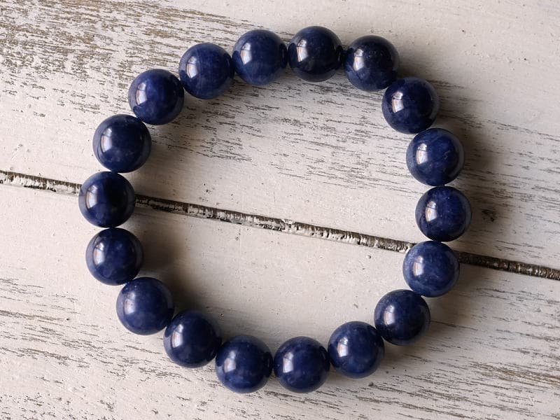 【無着色】サファイア ブレスレット（タンザニア産）  7mm玉 No.7   [ 画像現物・一点物 ]  パワーストーン 天然石 FORESTBLUE フォレストブルー【3319】