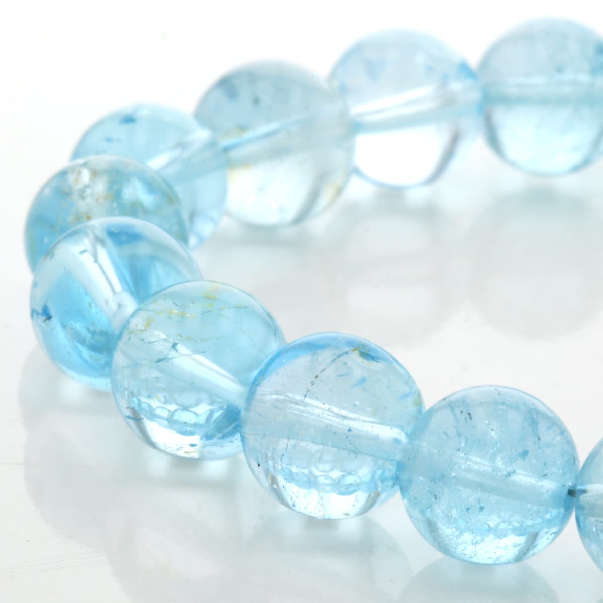 最高級（5A） ブルートパーズ ブレスレット 10mm玉 No.9  [ 画像現物・一点物 ]   パワーストーン 天然石 FORESTBLUE フォレストブルー【3434】