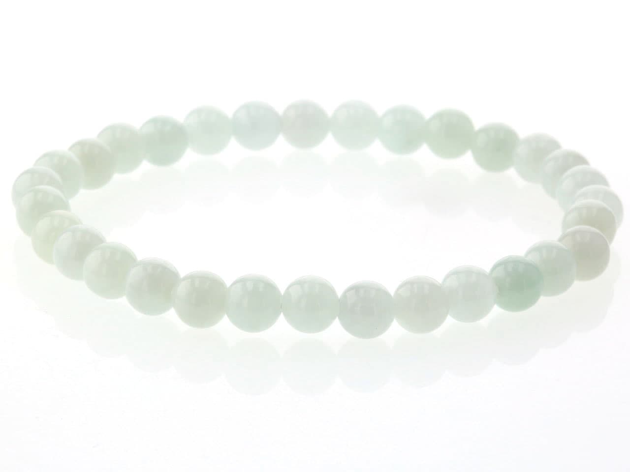 白翡翠（ひすい）  ブレスレット 6mm玉 No.24   [ 画像現物・一点物 ]  パワーストーン 天然石 FORESTBLUE フォレストブルー【3553】