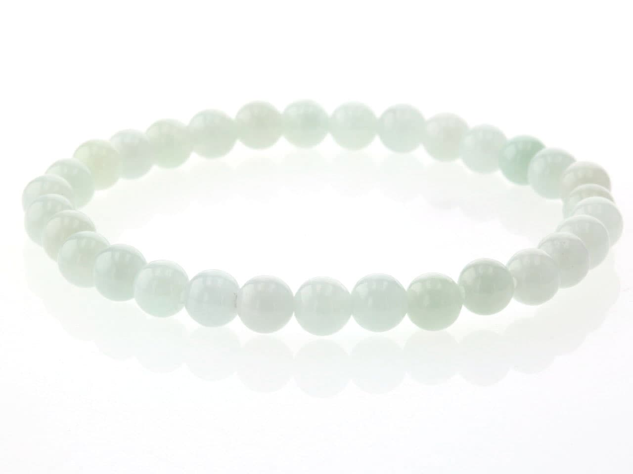白翡翠（ひすい）  ブレスレット 6mm玉 No.24   [ 画像現物・一点物 ]  パワーストーン 天然石 FORESTBLUE フォレストブルー【3553】
