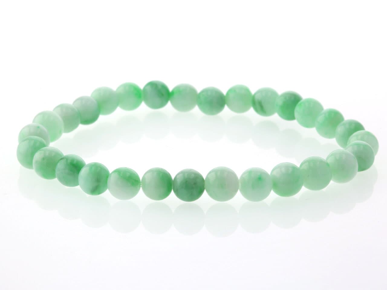 翡翠（ひすい）  ブレスレット 6mm玉 No.30   [ 画像現物・一点物 ]  パワーストーン 天然石 FORESTBLUE フォレストブルー【3723】