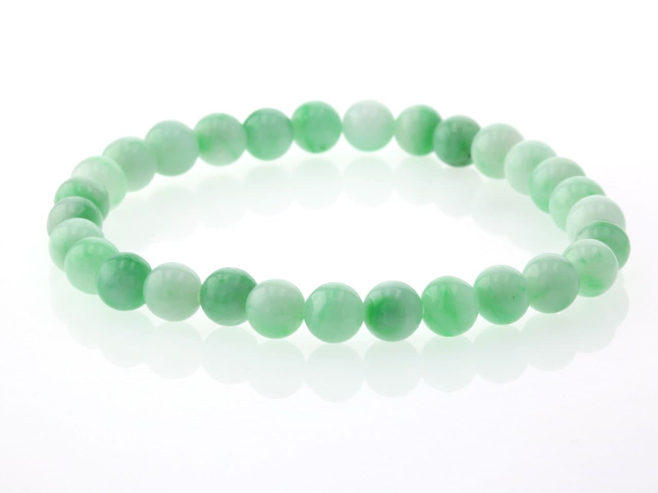 翡翠（ひすい）  ブレスレット 6mm玉 No.30   [ 画像現物・一点物 ]  パワーストーン 天然石 FORESTBLUE フォレストブルー【3723】