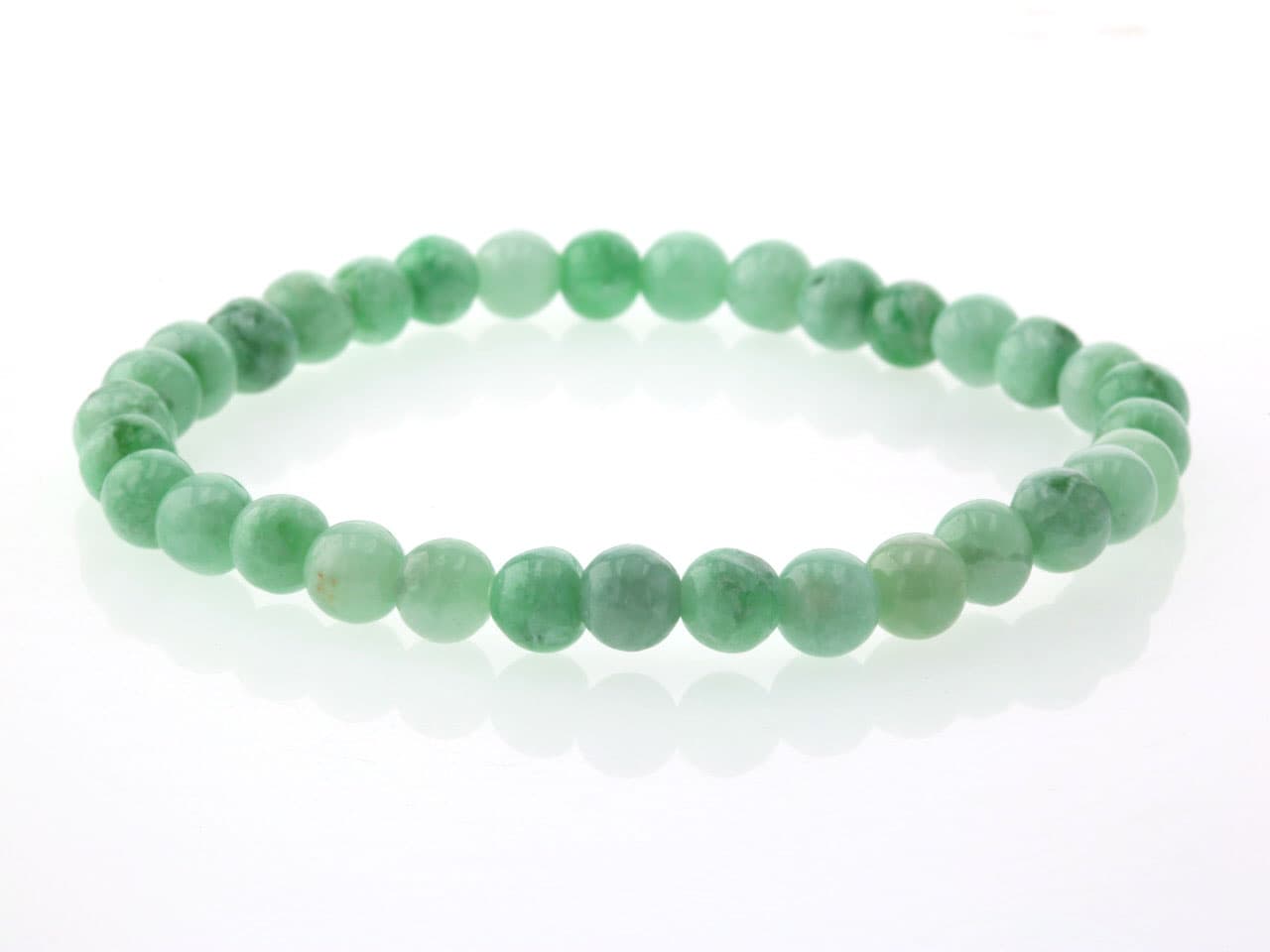 翡翠（ひすい）  ブレスレット 6mm玉 No.31   [ 画像現物・一点物 ]  パワーストーン 天然石 FORESTBLUE フォレストブルー【3724】