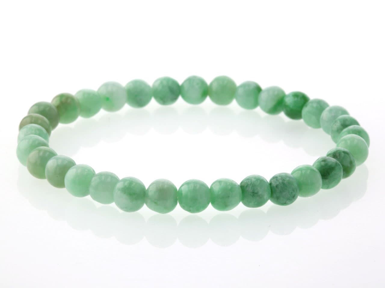 翡翠（ひすい）  ブレスレット 6mm玉 No.32   [ 画像現物・一点物 ]  パワーストーン 天然石 FORESTBLUE フォレストブルー【3725】