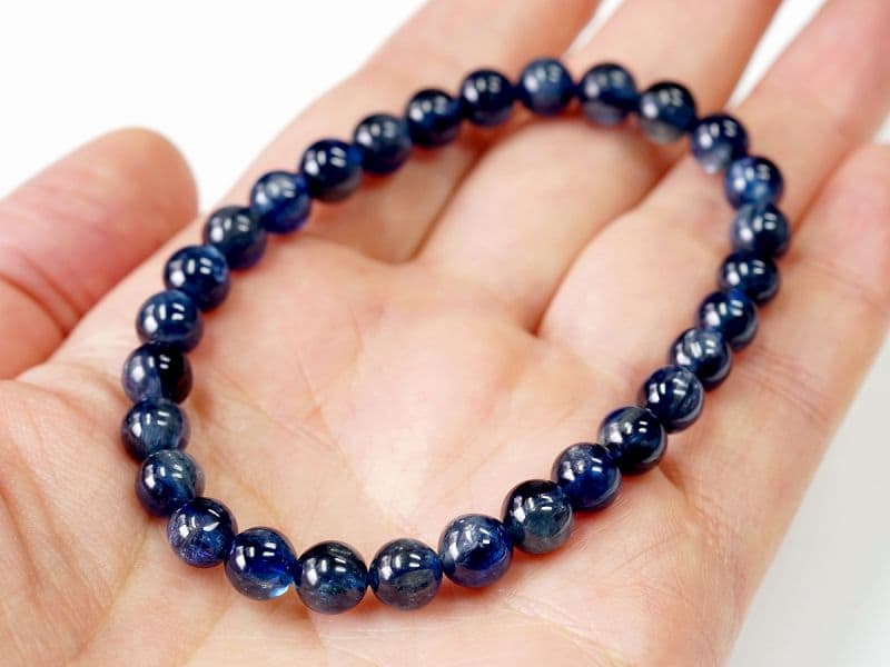 カイヤナイト (タンザニア産) 　ブレスレット 6mm玉 No.5   [ 画像現物・一点物 ]  パワーストーン 天然石 FORESTBLUE フォレストブルー【3881】