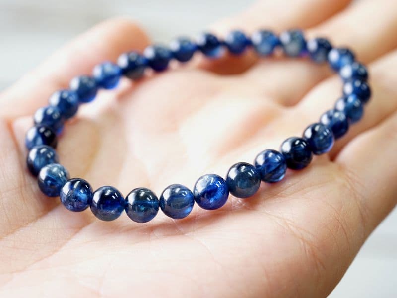 カイヤナイト (タンザニア産) 　ブレスレット 6mm玉 No.5   [ 画像現物・一点物 ]  パワーストーン 天然石 FORESTBLUE フォレストブルー【3881】