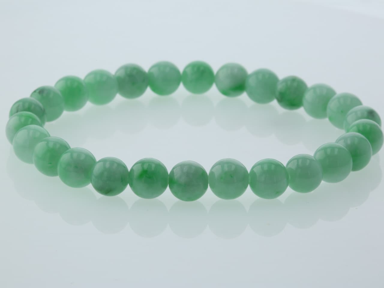 翡翠（ひすい）  ブレスレット 8mm玉 No.405A  [ 画像現物・一点物 ]  パワーストーン 天然石 FORESTBLUE フォレストブルー【4265】