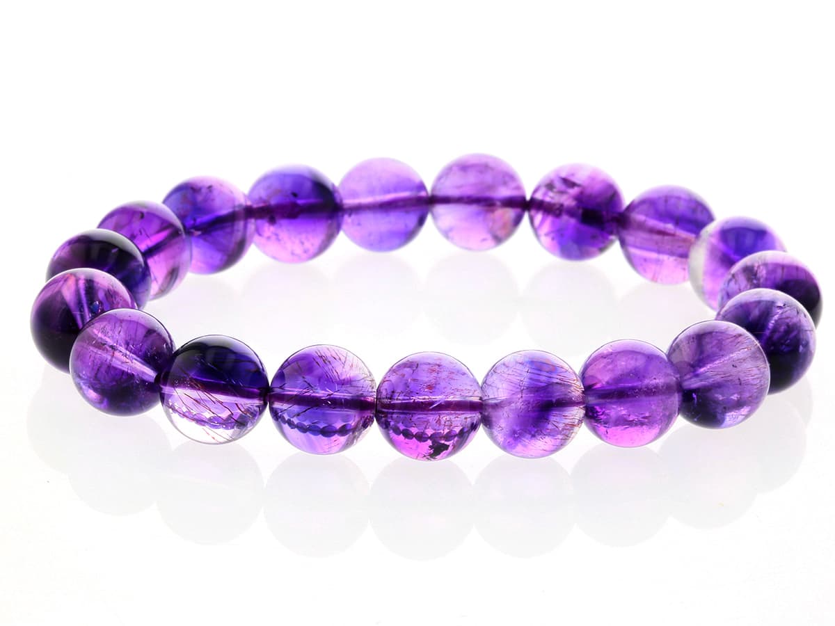 アメジストエレスチャル ブレスレット 10.5mm玉 No.8   [ 画像現物・一点物 ]  パワーストーン 天然石 FORESTBLUE フォレストブルー【4489】