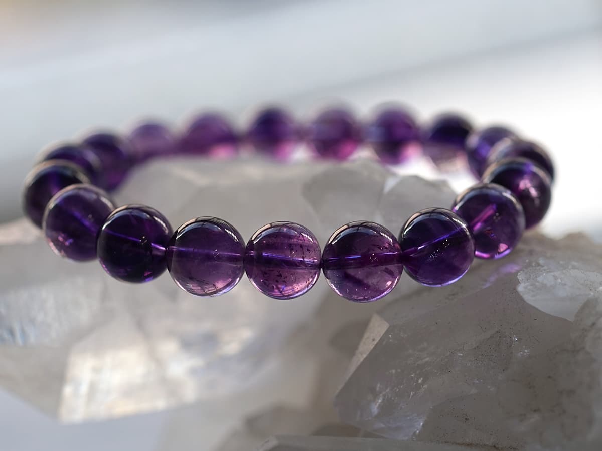 アメジストエレスチャル ブレスレット 10.5mm玉 No.8   [ 画像現物・一点物 ]  パワーストーン 天然石 FORESTBLUE フォレストブルー【4489】