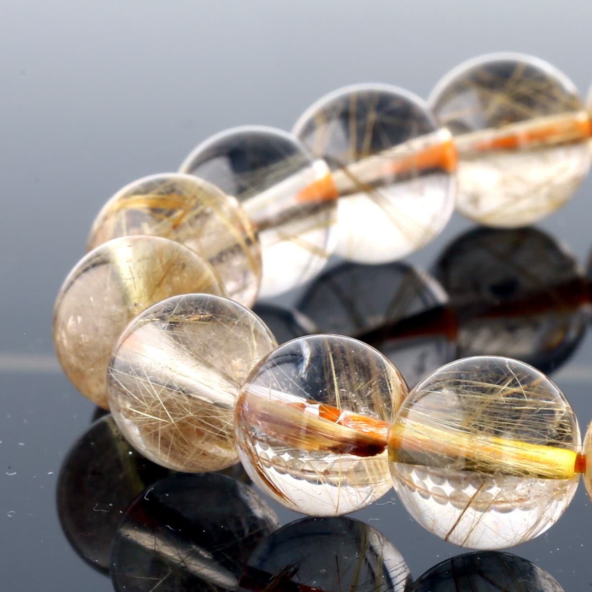 ゴールドルチル （スモーキー）ブレスレット 11mm玉 No.66  [ 画像現物・一点物 ]    [ 画像現物・一点物 ]  パワーストーン 天然石 FORESTBLUE フォレストブルー【4555】