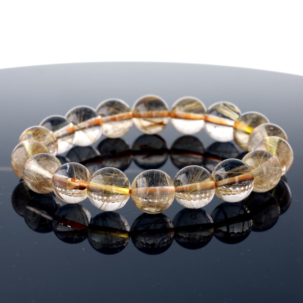 ゴールドルチル （スモーキー）ブレスレット 11mm玉 No.66  [ 画像現物・一点物 ]    [ 画像現物・一点物 ]  パワーストーン 天然石 FORESTBLUE フォレストブルー【4555】