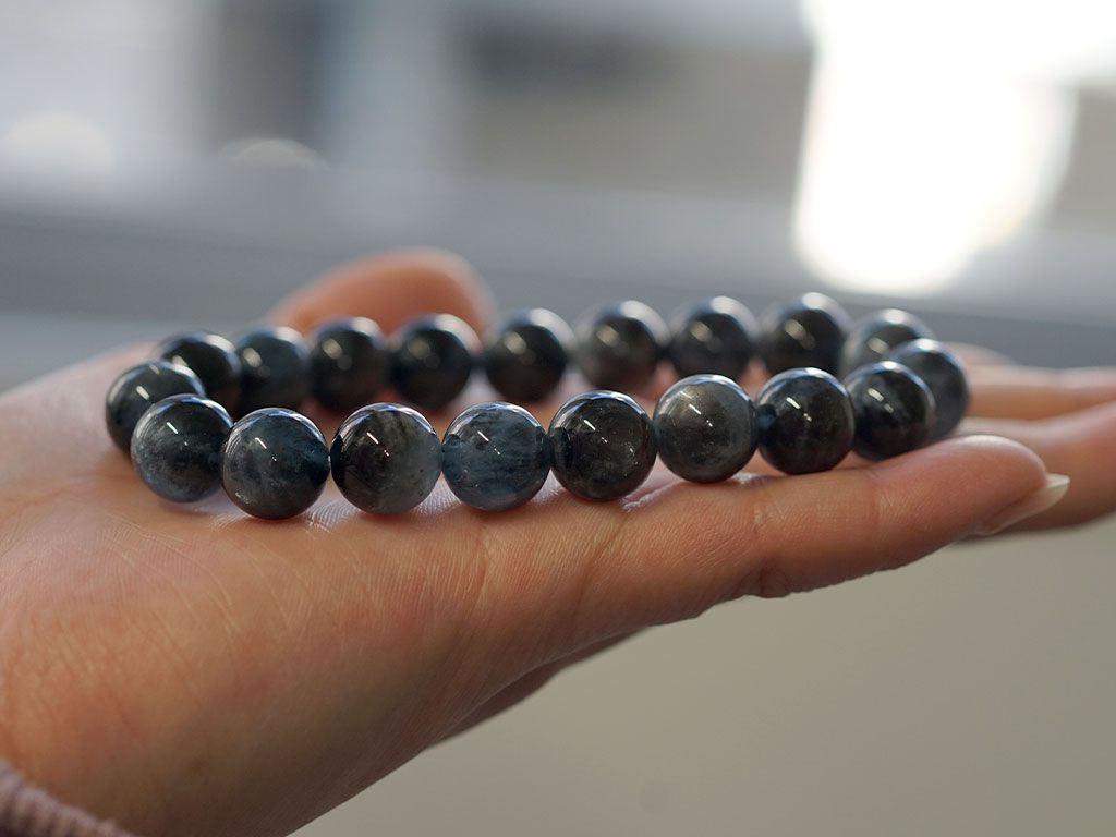 ブラックスター アクアマリン ブレスレット 11mm玉 No.64 [ 画像現物