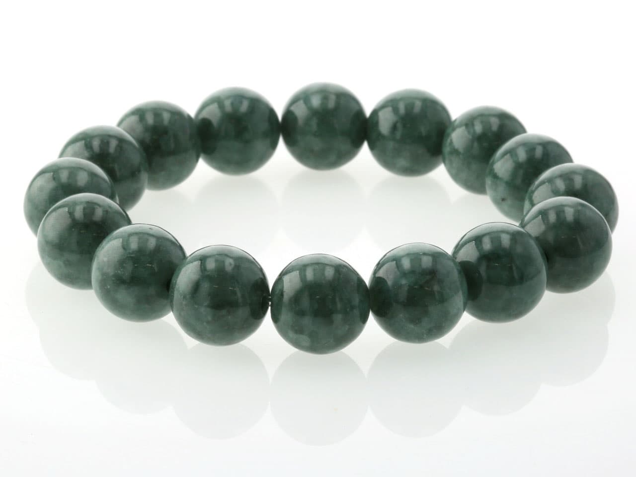 翡翠（ひすい）  ブレスレット 12.5mm玉 No.46   [ 画像現物・一点物 ]  パワーストーン 天然石 FORESTBLUE フォレストブルー【4681】