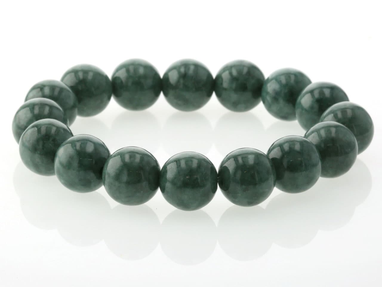 翡翠（ひすい）  ブレスレット 12.5mm玉 No.46   [ 画像現物・一点物 ]  パワーストーン 天然石 FORESTBLUE フォレストブルー【4681】