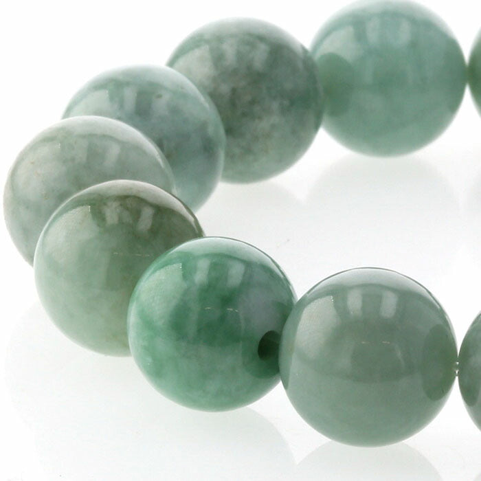 翡翠（ひすい）  ブレスレット 14mm玉 No.48    [ 画像現物・一点物 ]  パワーストーン 天然石 FORESTBLUE フォレストブルー【4687】