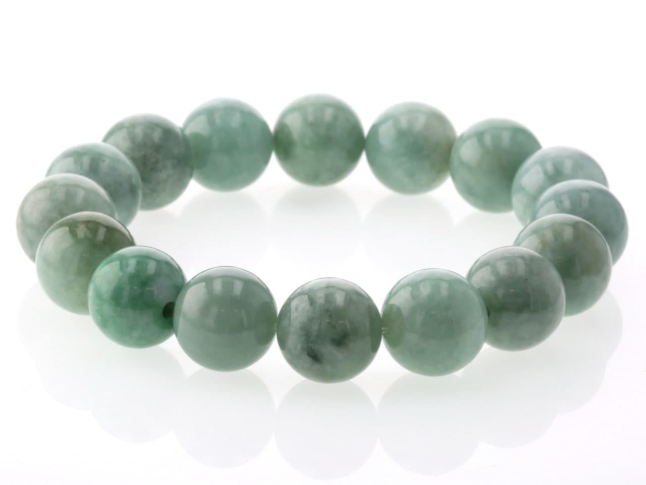 翡翠（ひすい）  ブレスレット 14mm玉 No.48    [ 画像現物・一点物 ]  パワーストーン 天然石 FORESTBLUE フォレストブルー【4687】