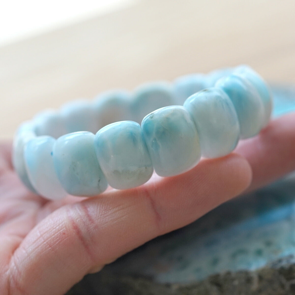 ラリマー バングルブレスレット No.34  [ 画像現物・一点物 ]   パワーストーン 天然石 FORESTBLUE フォレストブルー【4985】