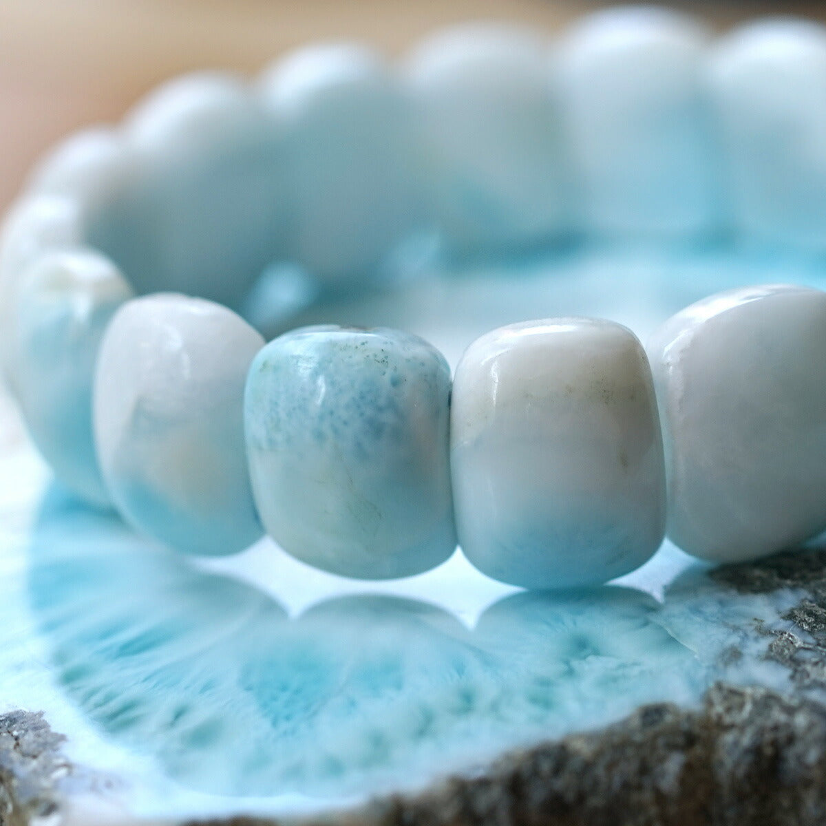 ラリマー バングルブレスレット No.34  [ 画像現物・一点物 ]   パワーストーン 天然石 FORESTBLUE フォレストブルー【4985】