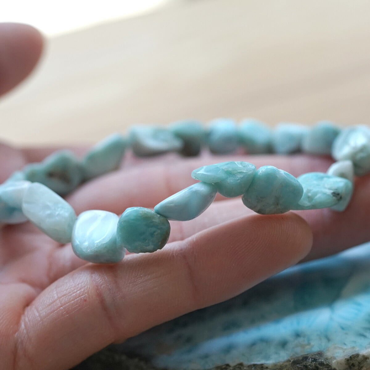 ラリマー イレギュラー ブレスレット No.36  [ 画像現物・一点物 ]   パワーストーン 天然石 FORESTBLUE フォレストブルー【4987】