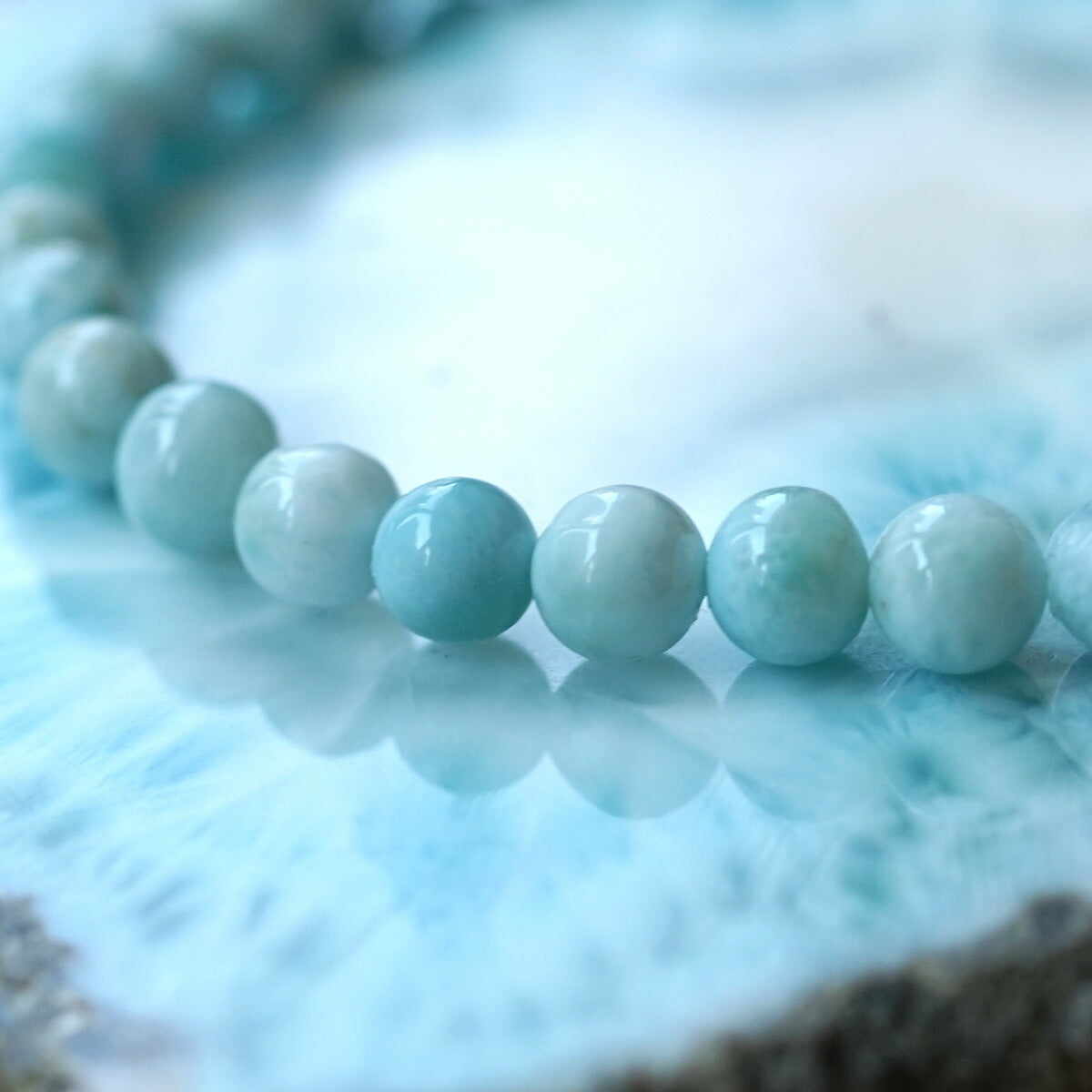 4A ラリマー ブレスレット 6mm玉 No.37  [ 画像現物・一点物 ]   パワーストーン 天然石 FORESTBLUE フォレストブルー【4988】