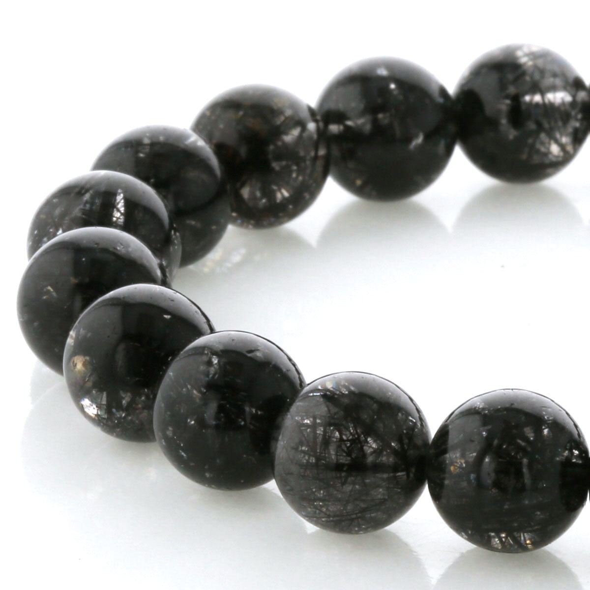 最高級（5A） ブラックルチル （トルマリン）ブレスレット 9.5mm玉 No.51 [ 画像現物・一点物 ]  パワーストーン 天然石 FORESTBLUE フォレストブルー【5035】