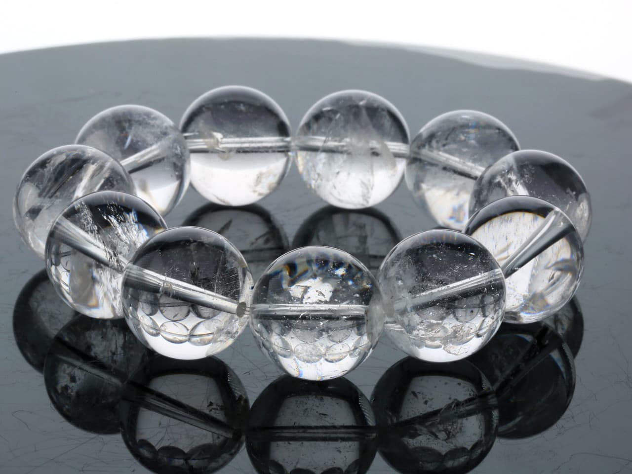 ヒマラヤ水晶 スノー（ガネーシュヒマール産） ブレスレット 18mm玉 No.28   [ 画像現物・一点物 ]  パワーストーン 天然石 FORESTBLUE フォレストブルー【5210】