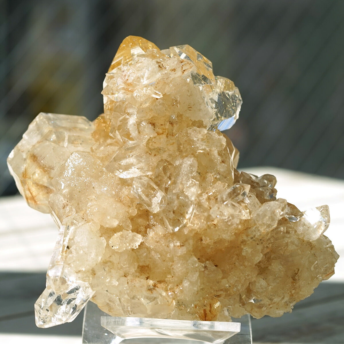 ヒマラヤ水晶 ゴールドルチル入り クラスター （Kullu Parvati Valley / クル・パールヴァティ渓谷） 原石 No.No.33   [ 画像現物・一点物 ]    [ 画像現物・一点物 ]  パワーストーン 天然石 FORESTBLUE フォレストブルー【5571】