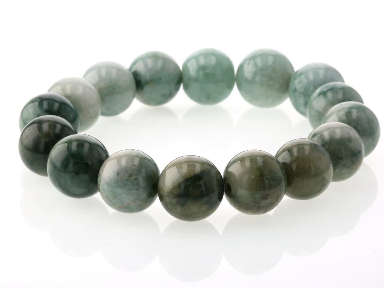 翡翠（ひすい）  ブレスレット 15mm玉 No.49    [ 画像現物・一点物 ]  パワーストーン 天然石 FORESTBLUE フォレストブルー【5662】