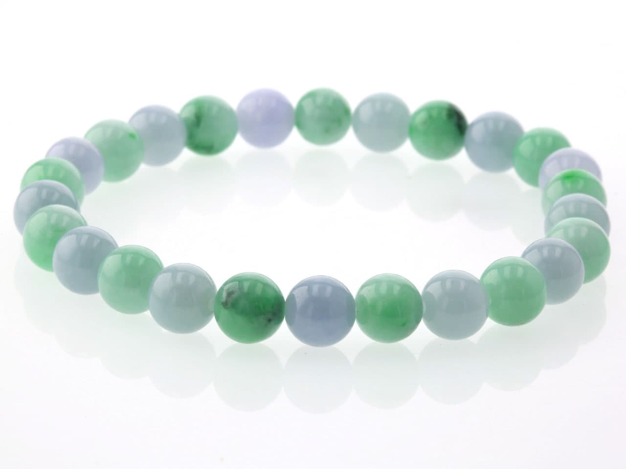 翡翠＆ラベンダー翡翠（ひすい）  ミックスブレスレット 8mm玉 No.52   [ 画像現物・一点物 ]  パワーストーン 天然石 FORESTBLUE フォレストブルー【5668】
