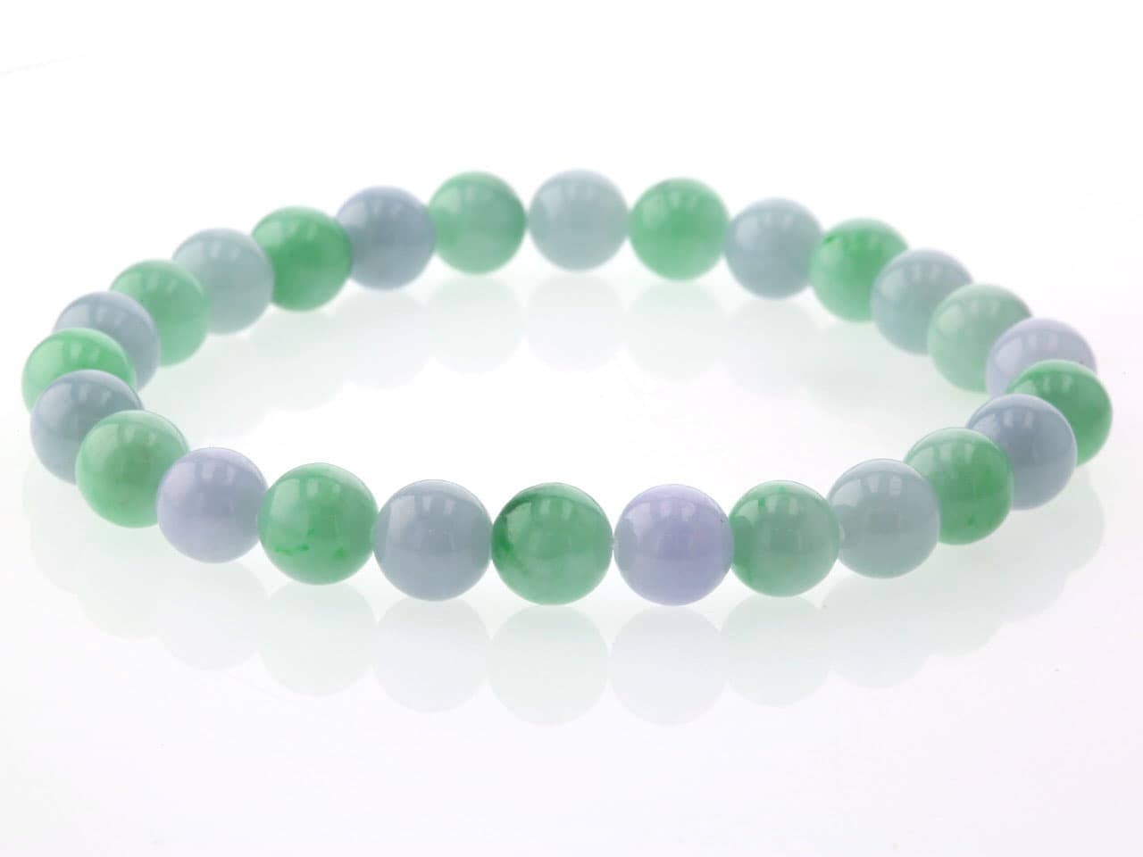 翡翠＆ラベンダー翡翠（ひすい）  ミックスブレスレット 8mm玉 No.52   [ 画像現物・一点物 ]  パワーストーン 天然石 FORESTBLUE フォレストブルー【5668】