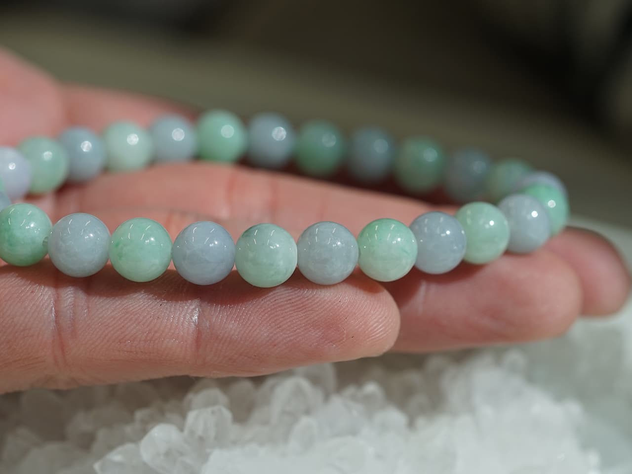 翡翠＆ラベンダー翡翠（ひすい）  ミックスブレスレット 8mm玉 No.53   [ 画像現物・一点物 ]  パワーストーン 天然石 FORESTBLUE フォレストブルー【5669】