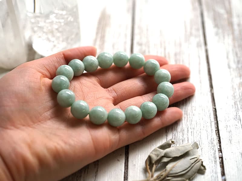 翡翠 （ひすい）(ミャンマー産) ブレスレット 12mm玉 No.14  [ 画像現物・一点物 ]  パワーストーン 天然石 FORESTBLUE フォレストブルー【5877】