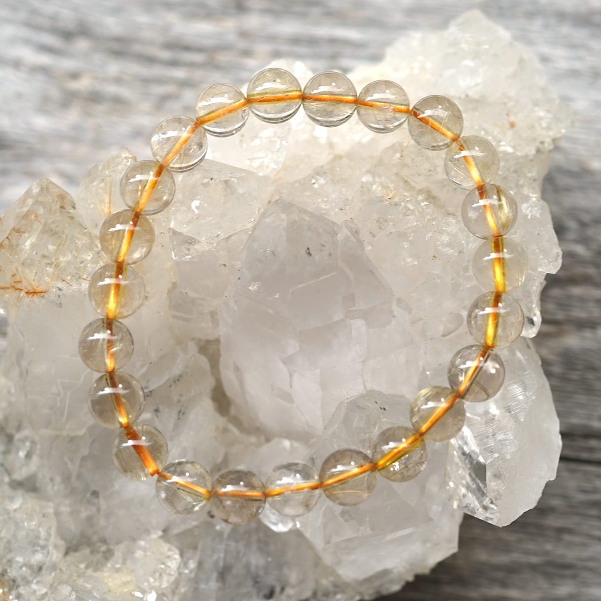 ゴールドルチル ブレスレット 9mm玉 No.12 [ 画像現物・一点物