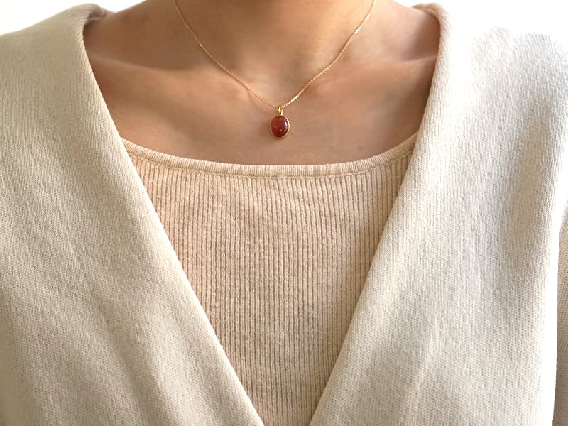 アンデシン （レッド） ペンダントトップ （18金） No.3   [ 画像現物・一点物 ]  パワーストーン 天然石 FORESTBLUE フォレストブルー【6167】