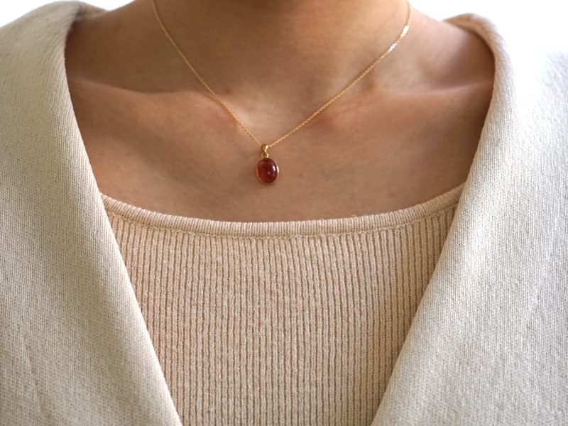 アンデシン （レッド） ペンダントトップ （18金） No.7   [ 画像現物・一点物 ]  パワーストーン 天然石 FORESTBLUE フォレストブルー【6171】