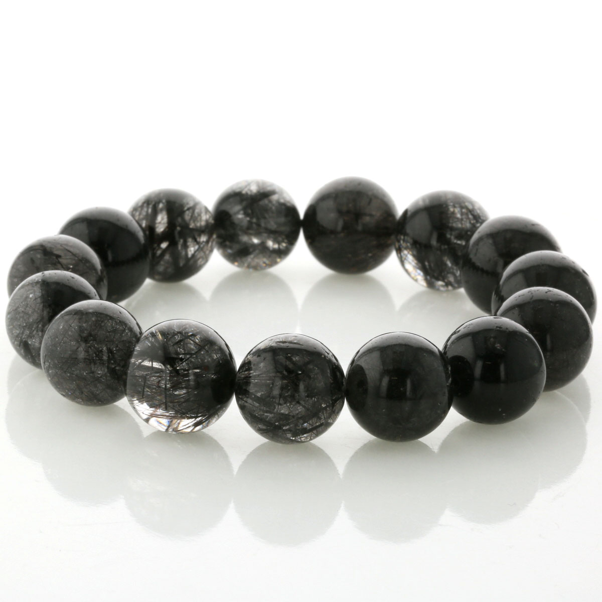 最高級（5A） ブラックルチル （トルマリン）ブレスレット 16mm玉 No.56 [ 画像現物・一点物 ]  パワーストーン 天然石 FORESTBLUE フォレストブルー【6367】