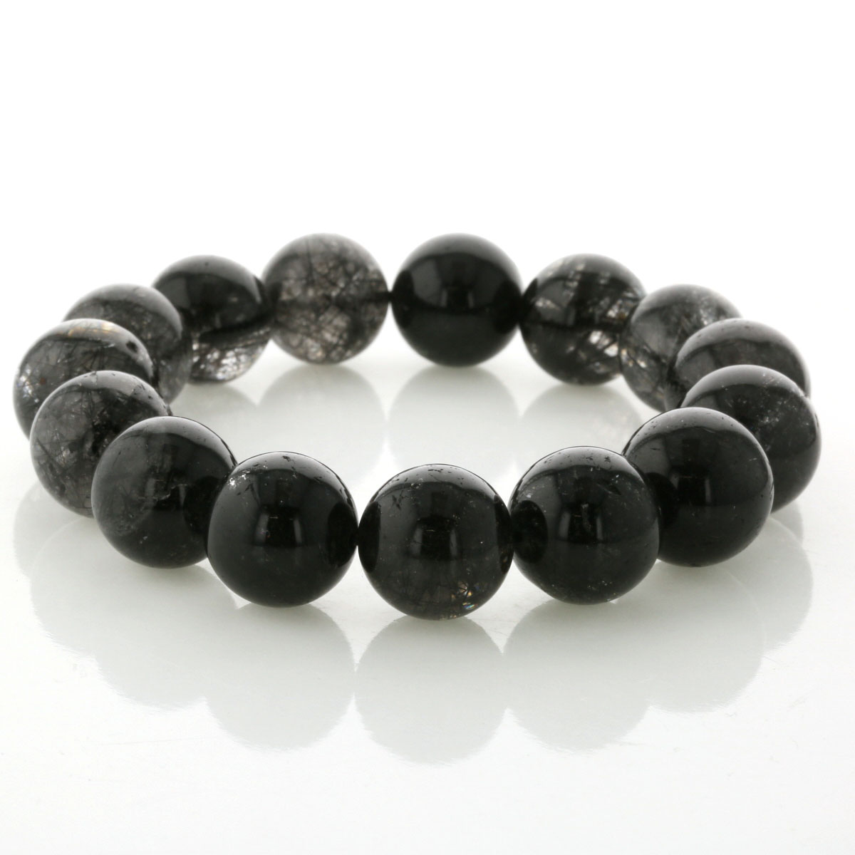 最高級（5A） ブラックルチル （トルマリン）ブレスレット 16mm玉 No.56 [ 画像現物・一点物 ]  パワーストーン 天然石 FORESTBLUE フォレストブルー【6367】