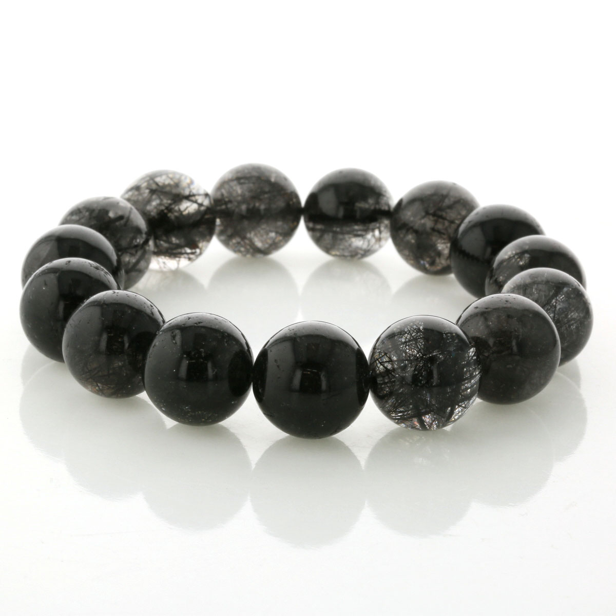 最高級（5A） ブラックルチル （トルマリン）ブレスレット 16mm玉 No.56 [ 画像現物・一点物 ]  パワーストーン 天然石 FORESTBLUE フォレストブルー【6367】