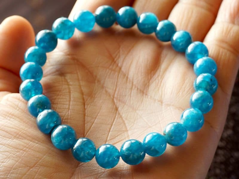 ブルーアパタイト ブレスレット 8mm玉 No.26   [ 画像現物・一点物 ]  パワーストーン 天然石 FORESTBLUE フォレストブルー【6393】