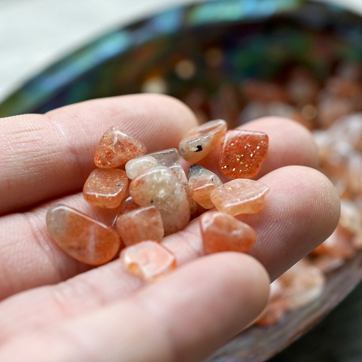 サンストーン さざれチップ（Mサイズ） 100g 【浄化・エネルギーチャージに】