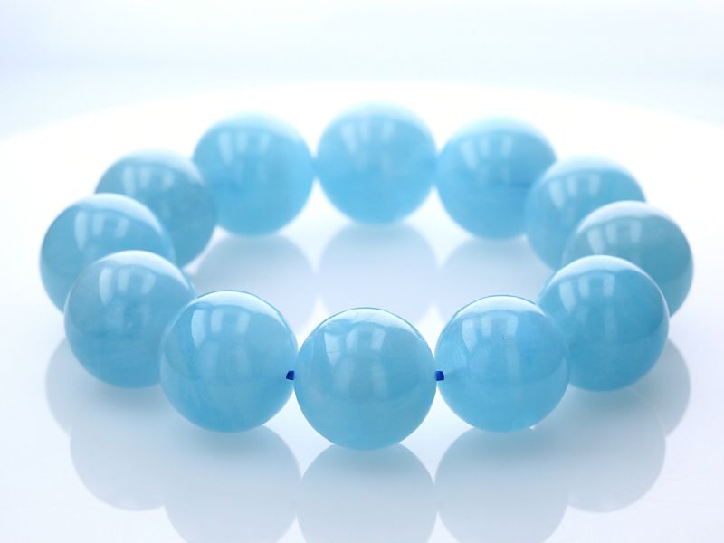 アクアマリン （ブラジル産） ブレスレット 21mm玉 No.6 （鑑別書付）   [ 画像現物・一点物 ]  パワーストーン 天然石 FORESTBLUE フォレストブルー【7074】