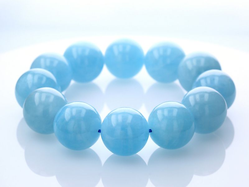 アクアマリン （ブラジル産） ブレスレット 22mm玉 No.7 （鑑別書付）   [ 画像現物・一点物 ]  パワーストーン 天然石 FORESTBLUE フォレストブルー【7075】