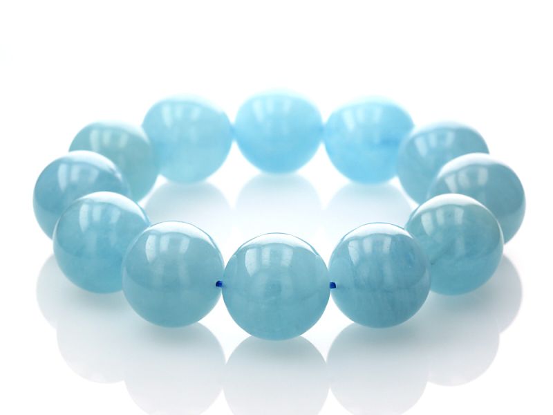 アクアマリン （ブラジル産） ブレスレット 22mm玉 No.8 （鑑別書付）   [ 画像現物・一点物 ]  パワーストーン 天然石 FORESTBLUE フォレストブルー【7076】