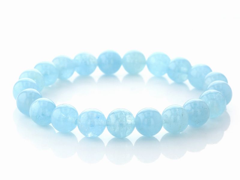 アクアマリン （ブラジル産）　ブレスレット 10mm玉 No.11  [ 画像現物・一点物 ]  パワーストーン 天然石 FORESTBLUE フォレストブルー【7077】