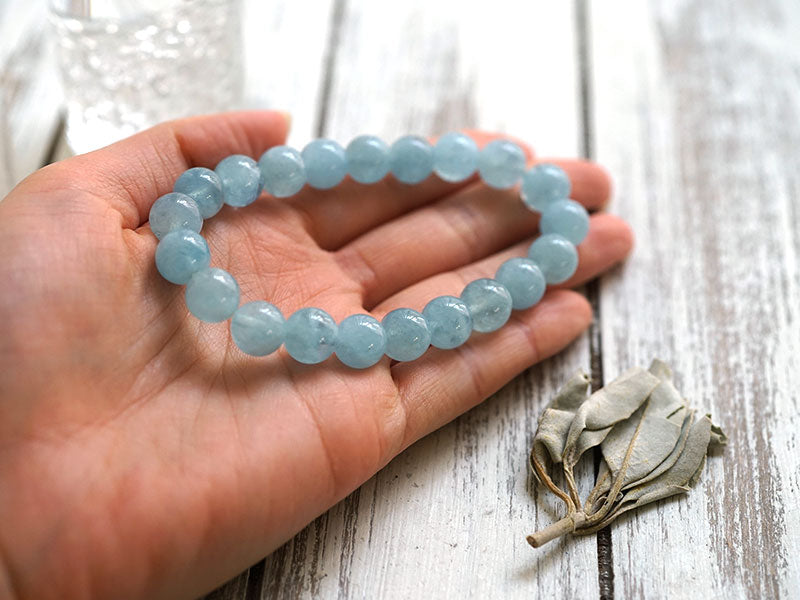 アクアマリン （ブラジル産）　ブレスレット 10mm玉 No.11  [ 画像現物・一点物 ]  パワーストーン 天然石 FORESTBLUE フォレストブルー【7077】
