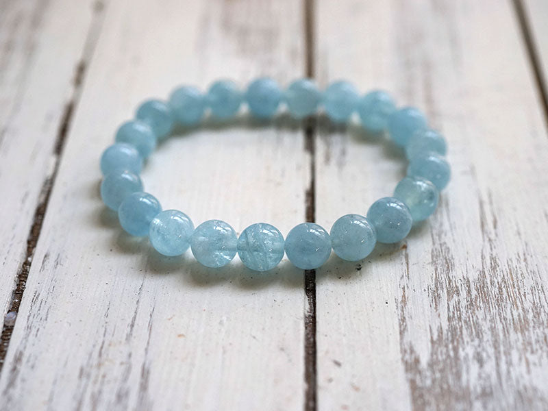 アクアマリン （ブラジル産）　ブレスレット 10mm玉 No.11  [ 画像現物・一点物 ]  パワーストーン 天然石 FORESTBLUE フォレストブルー【7077】